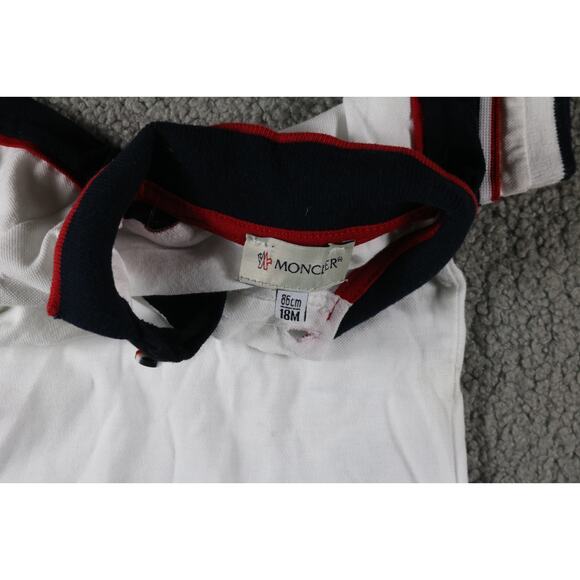 Moncler Polo Shirt Infant 18M White Black Red Pipping Short Sleeve - Picture 3 of 8